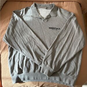 Fear of God Essentials Heather Gray Long Sleeve Polo